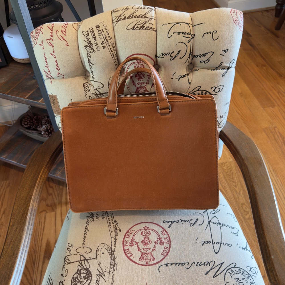 Matt & Nat David-VN Vegan Leather Briefcase Chili Brown Laptop Bag New